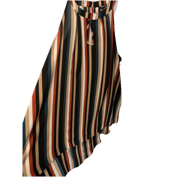 NWT Torrid Tunic Sz 2X Multicolor Stripe Sleeveless Keyhole Blouse Hi Low Hem - Picture 3 of 15